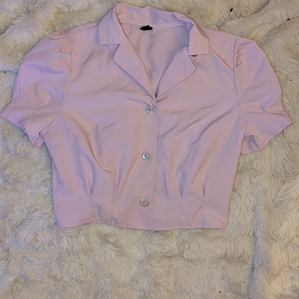 SHEIN Light Pink Women's Blazer with Button Detail